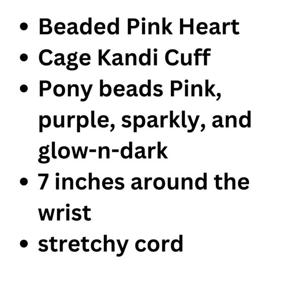 Kandi 3D Cage Cuff-With A Clear Pink Heart -Valentine Kandi Bracelet-Handmade - Picture 8 of 8